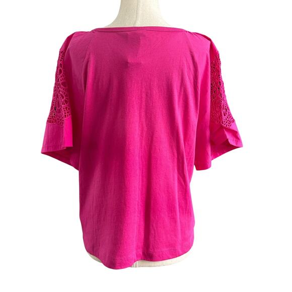Old Navy Pink Embroidered Puff Sleeves Shirt Women's Size Medium NWT | 26-41 - Picture 2 of 6